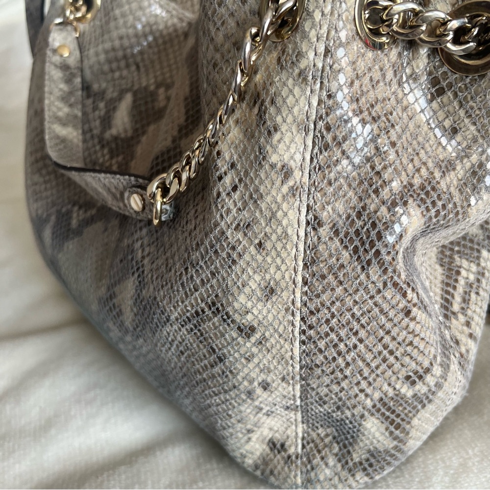 Vintage Michael Kors Beige/Brown Python Embossed … - image 4